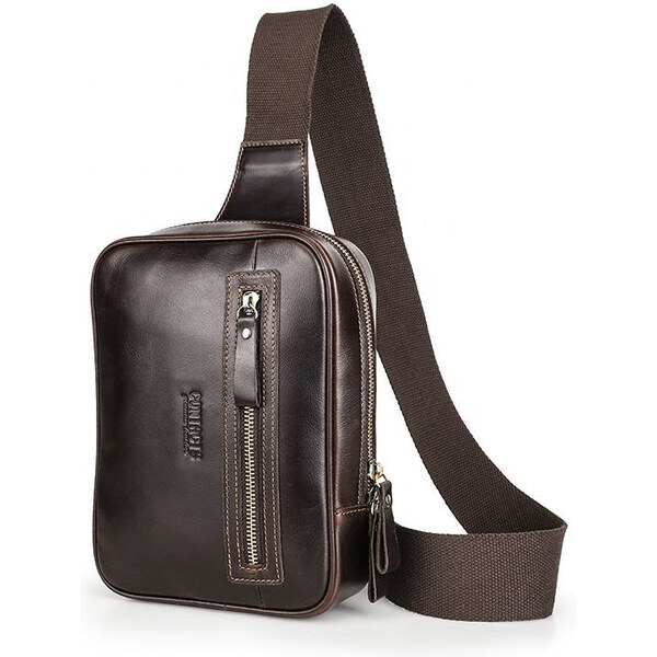 Contacts pánsky kožený batoh cez hruď Pietro 65225045