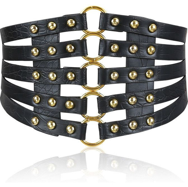 Lifestyle Dámsky kožený široký opasok s cvočkami Meduna Čierny 65225837