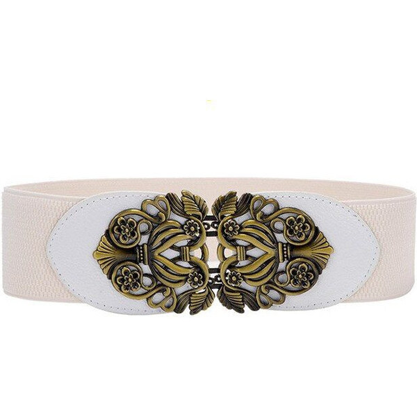 Lifestyle Dámsky elastický opasok s prackou Vintage Biely 65225842