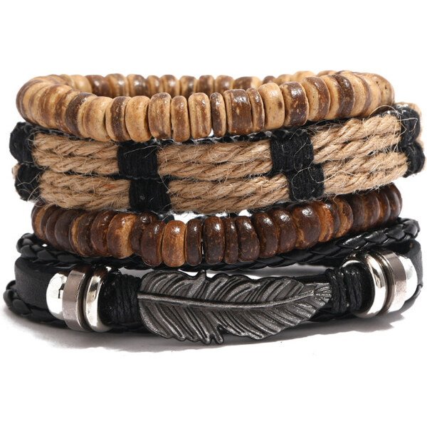 Lodestar Sada 4 kusov pánskych náramkov Feather of dream 65226086