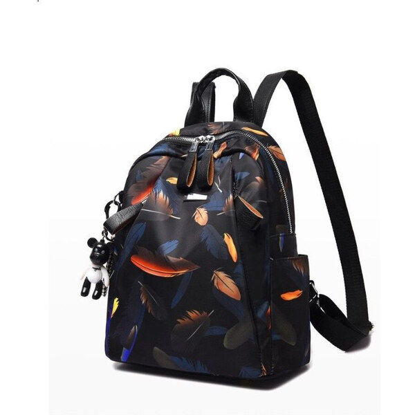 Lifestyle Dámsky stredný batôžtek s lístkami Čierny 65226091