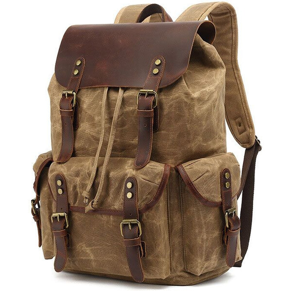 Canvasio Outdoor canvas kožený batoh Camelo Svetlo Hnedý 25 l 65226189