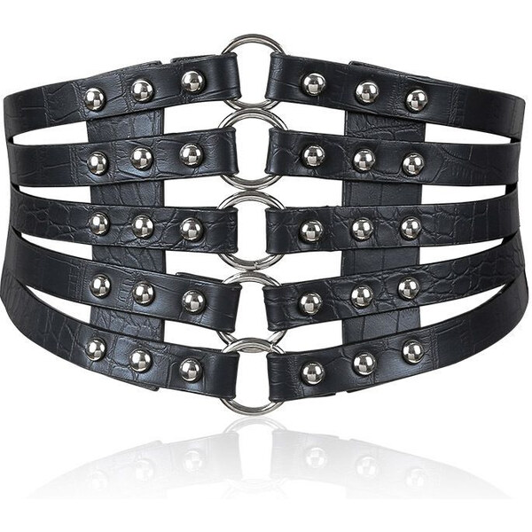 Lifestyle Dámsky kožený široký opasok s cvočkami Meduna Strieborný 65226242