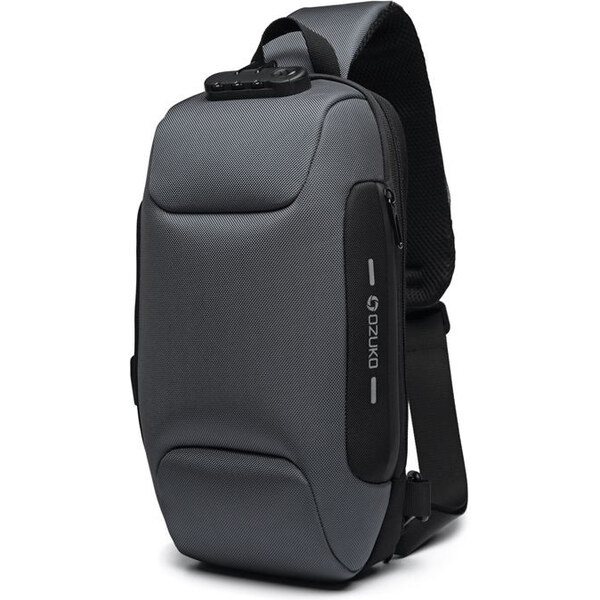 Ozuko outdoor batoh cez rameno s USB + zámok Boucher Šedý 5 l 65225979