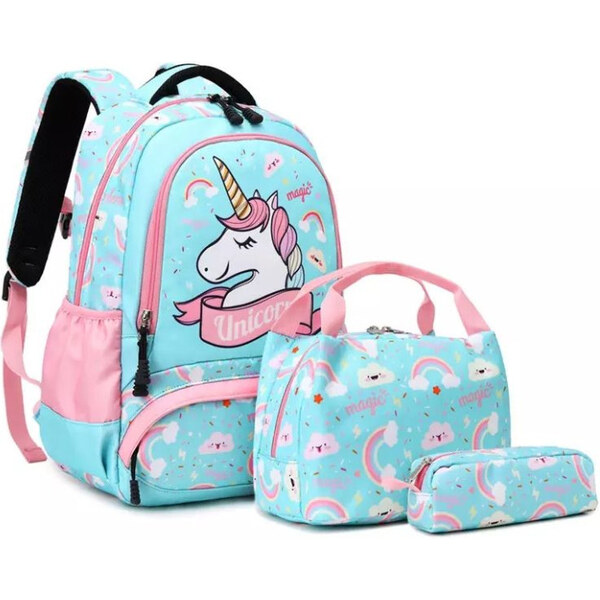 Meisohua Meiso Dievčenský školský batoh 3v1 Jednorožec Magic Tyrkys 65226317