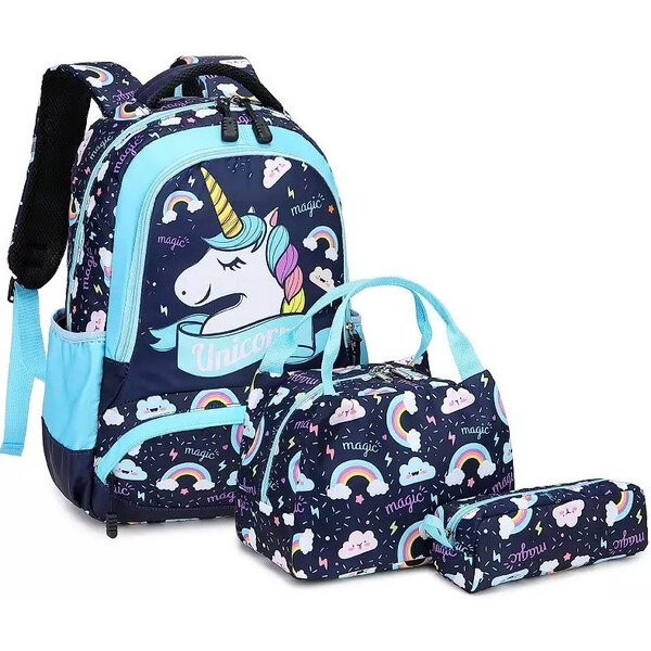 Meisohua Meiso Dievčenský školský batoh 3v1 Unicorn Magic Čierno-modrý 65226319