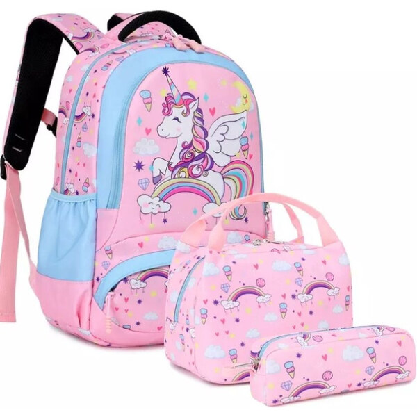Meisohua Meiso Dievčenský školský batoh set 3v1 Jednorožec Star Ružový 65226327
