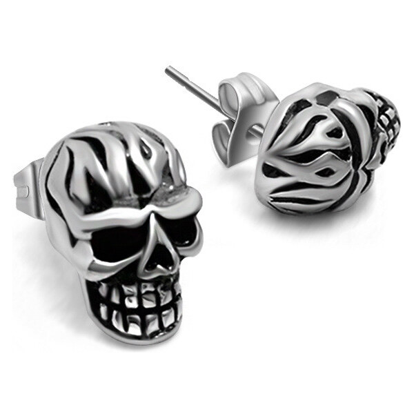 Impress Jewelry Oceľová náušnica na puzetu Punk Skull lebka 65226389
