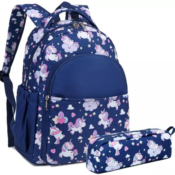Meisohua Meiso Detský cestovný batoh s peračníkom Modrý jednorožec 10L 65226496