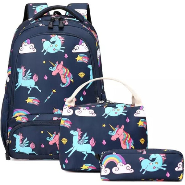 Meisohua Meiso Dievčenský školský batoh set 3v1 Jednorožec s krídlami 65226497