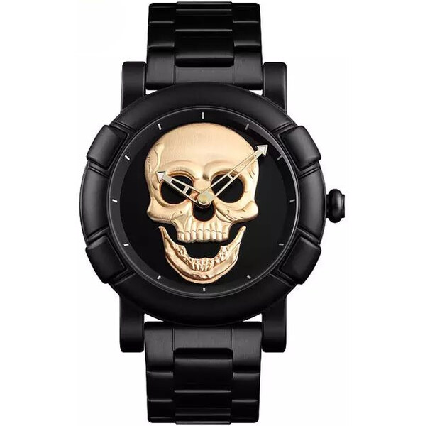 SKMEI pánske hodinky Skull Punk - Zlaté 65226547