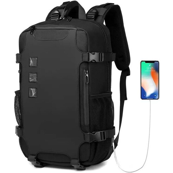 Ozuko cestovný aj školský batoh s USB Damian Čierny 17 l 65226563