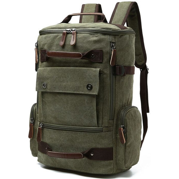 Canvasio plátený canvas retro batoh Parera Zelený 25 l 65226709