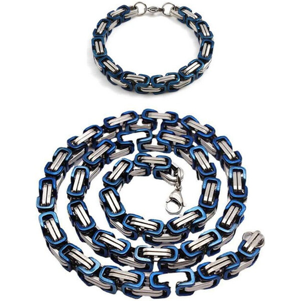 Impress Jewelry Sada z chirurgickej ocele Be Hard Modrá / retiazka a 65226868