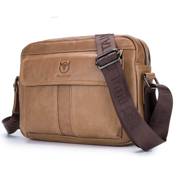 Bullcaptain pánska kožená vintage taška Ursan Khaki 65226940