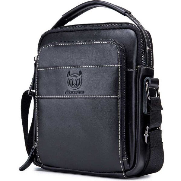 Bullcaptain pánska kožená messenger taška Ursicin Čierna 65226967