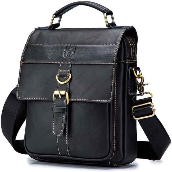 Bullcaptain pánska kožená messenger taška Gentien Čierny 65226976