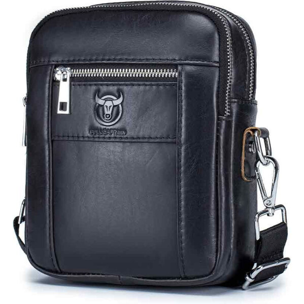 Bullcaptain pánska kožená messenger taška Rufus Čierna 65227003