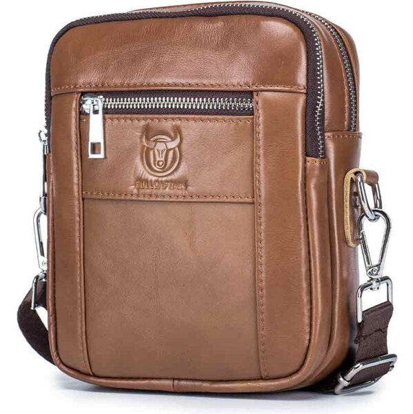 Bullcaptain pánska kožená messenger taška Rufus Hnedá 65227004