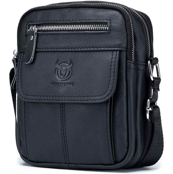 Bullcaptain pánska kožená messenger taška Laurent Čierna 65227005