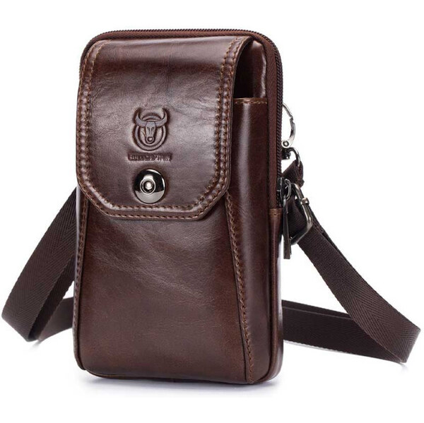 Bullcaptain pánska kožená taška aj ľadvinka Bassus Hnedá 65227023