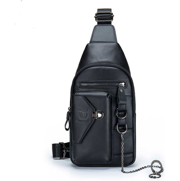 Bullcaptain kožená taška cez rameno Sander Čierna 7L 65227033