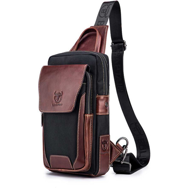 Bullcaptain kožená taška cez rameno Rainier Hnedá 7L 65227048