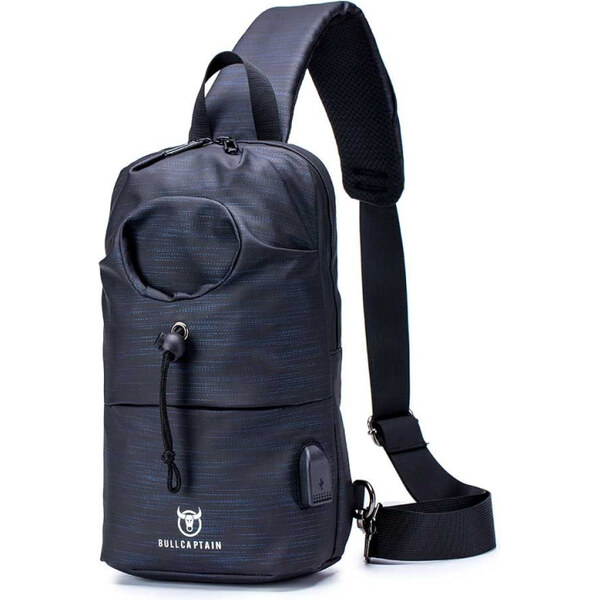 Bullcaptain taška cez rameno s USB Preben Modrá 6L 65227110
