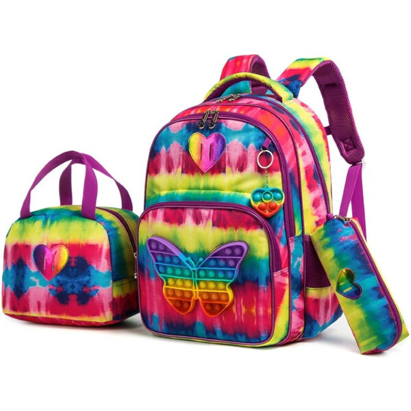 DANIVIVI Jasmine Dievčenský školský batoh set 3v1 Motýľ Poppet Fialový 65227127