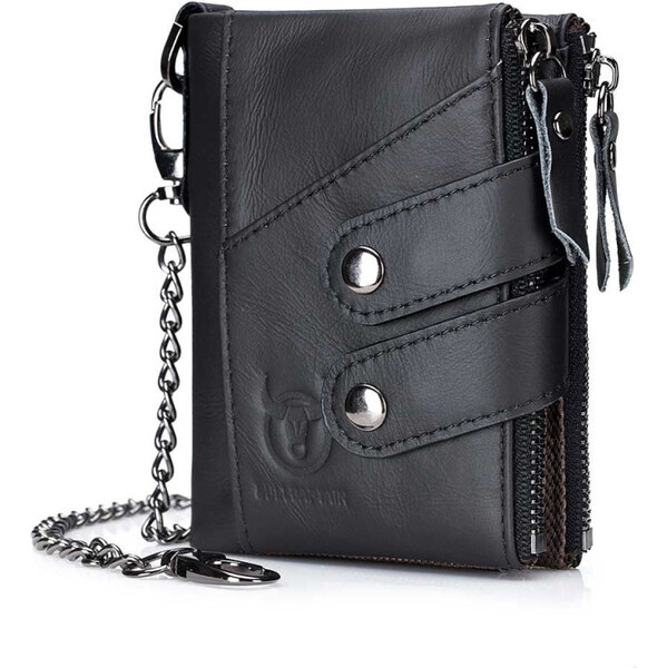 Bullcaptain kožená peňaženka s retiazkou Thurid Čierna 65227168