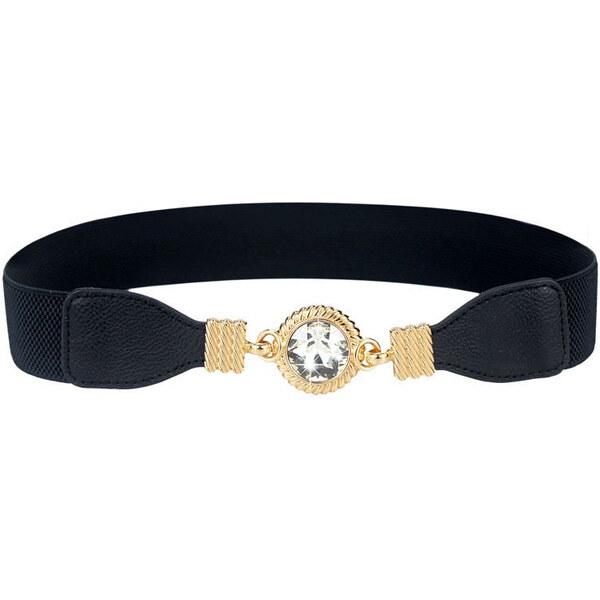 Lifestyle Dámsky tenký elastický opasok na šaty s kryštálom Čierny 65227207