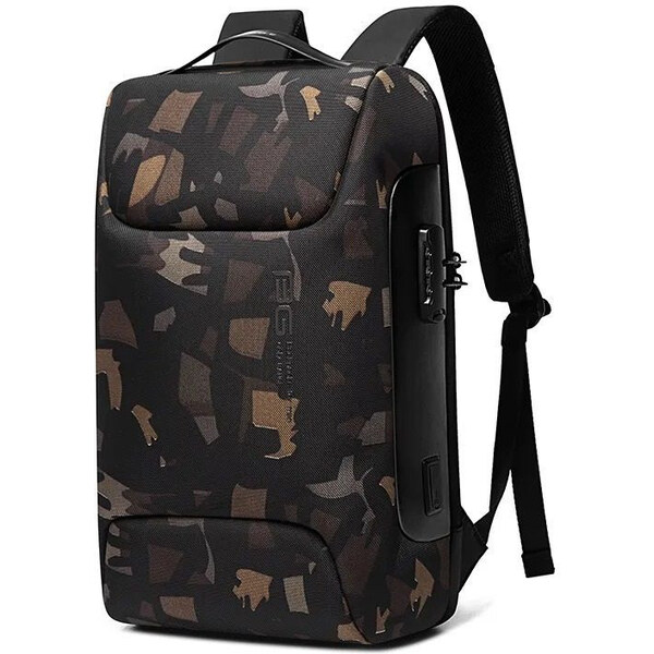 BANGE Business batoh s USB + zámok Parcual Camo 23L 65227252