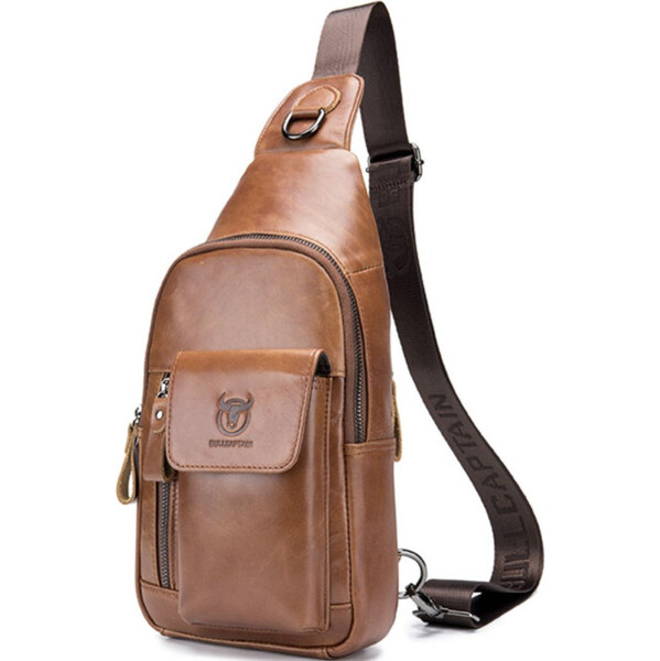 Bullcaptain kožená taška cez rameno Evroult Khaki 5L 65227509