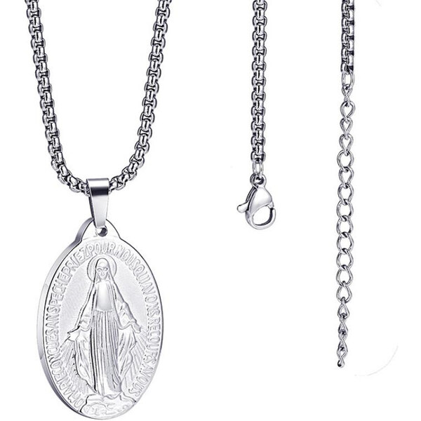 Impress Jewelry Oceľový medailónik Panna Mária Strieborný 65227536