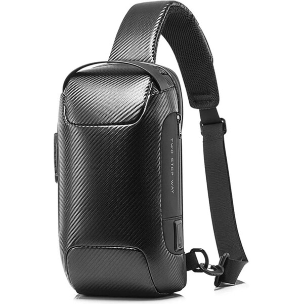 BANGE batoh cez rameno s USB + zámok Rambo Carbon Čierny 7L 65227579