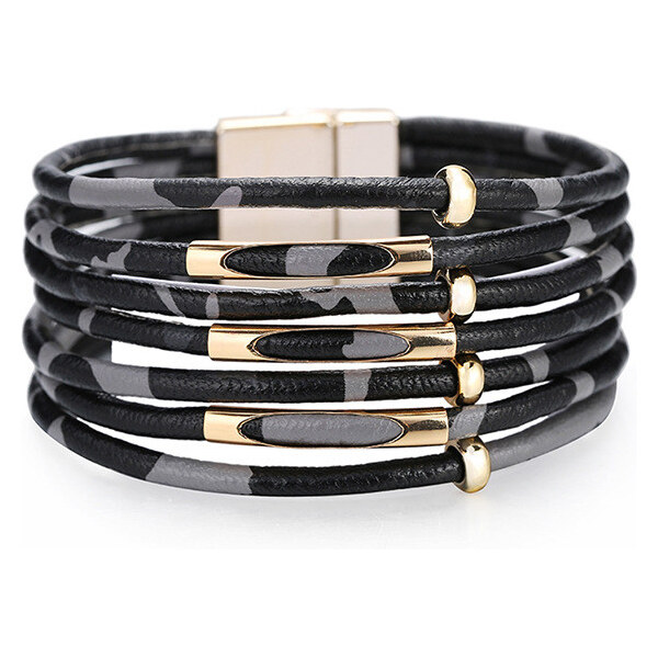 Lodestar Sedemradový náramok Animal Leopard Šedý 65227680