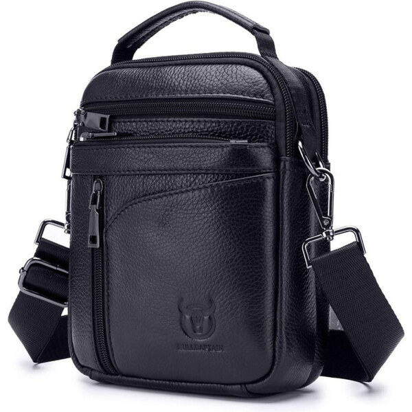 Bullcaptain pánska kožená taška messenger Amaro Čierna 3L 65227773