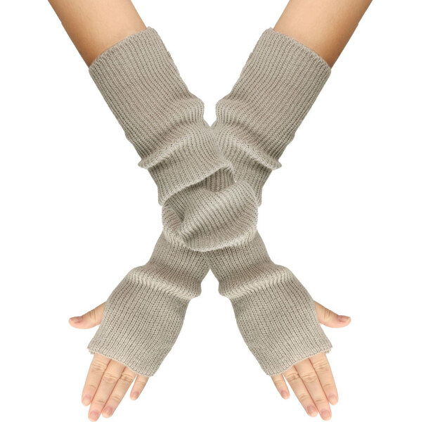 Cixi Dlhé rukavice bez prstov pletené 55cm Šedé 65227802