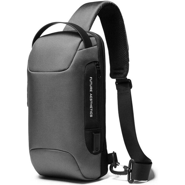 BANGE batoh cez rameno s USB + zámok Rambo Šedý 7L 65227891