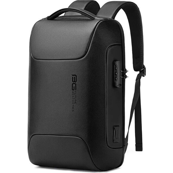 BANGE Kožený Business batoh s USB + zámok Hiliaras Čierny 23L 65227951