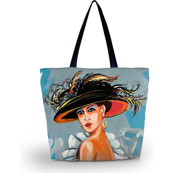 Huado nákupná a plážová taška - Dáma s klobúkom 65228036