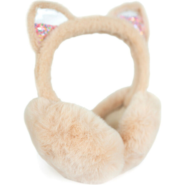 Artofpolo Plyšové klapky na uši Glitter kitty Béžové 65228086