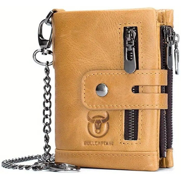 Bullcaptain kožená peňaženka s retiazkou Raitis Khaki 65228111