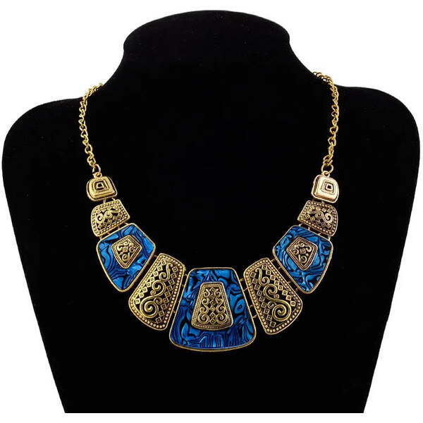 Lodestar Bižutérny náhrdelník Vintage Wood Zlato-modrý 65228185