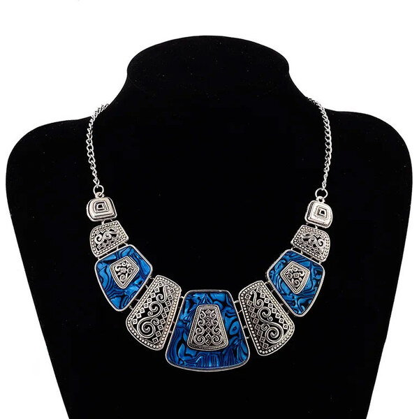 Lodestar Bižutérny náhrdelník Vintage Wood Strieborno-modrý 65228183