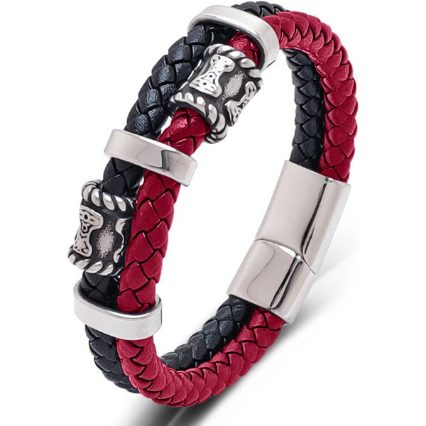 Impress Jewelry Pánsky splietaný oceľový náramok Etnic Červený 65228217