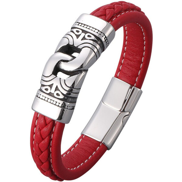 Impress Jewelry Pánsky oceľový prepletaný náramok The Chain Červený 65228220