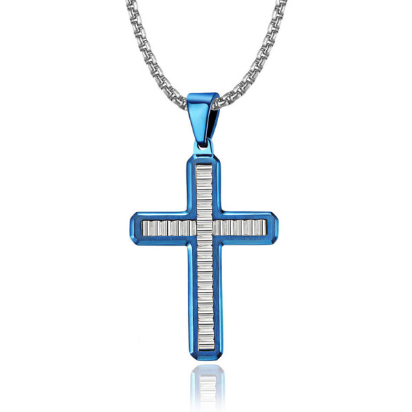Impress Jewelry Prívesok z chirurgickej ocele Krížik Blessed - Modrý 65228235