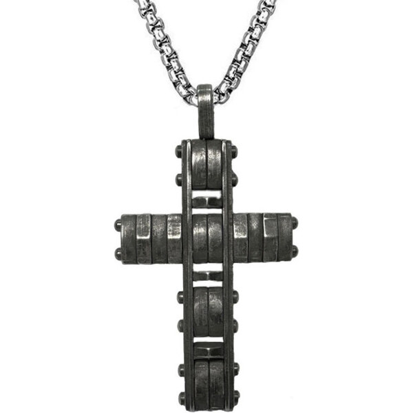 Impress Jewelry Prívesok z chirurgickej ocele Krížik Rivets Dark 65228258