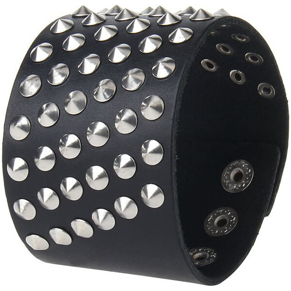 Lodestar Kožený náramok s nitmi Ugne 22 cm Čierny 65228268